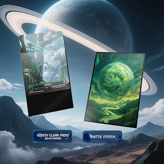 MTG Card Sleeves - Forest - Planet Basic Lands Series - Ultra Clear Front & Matte Finish Back, 100 Count Standard Size Matte Art Sleeve for Magic The Gathering