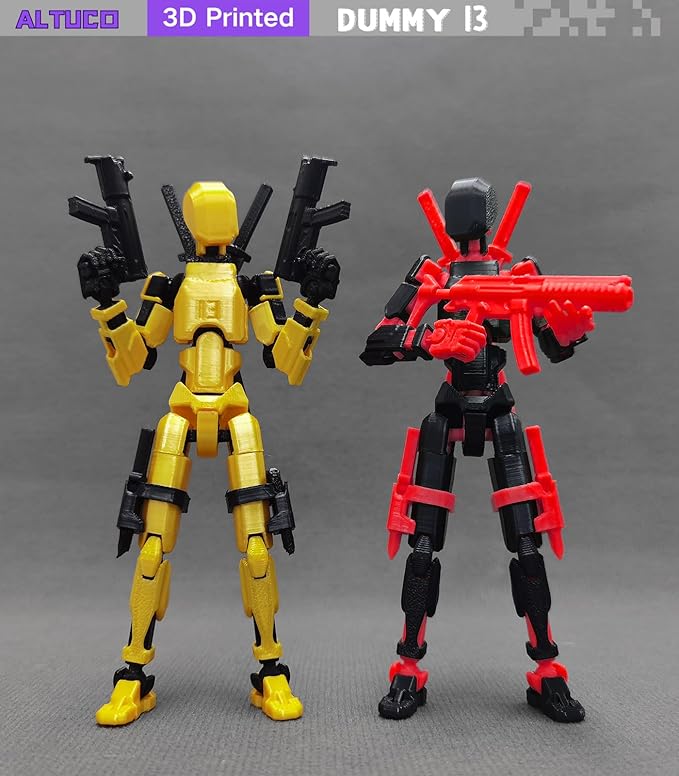 T13 Action Figure with Lots of Accessories,3D Printed Multi-Jointed Titan13 Figure,Red Dummy 13 Desktop Decorative Toy