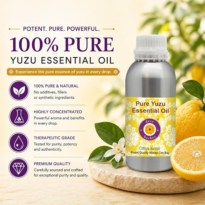 dève herbes Pure Yuzu Oil (Citrus junos) Cold Pressed 630ml (21 oz)