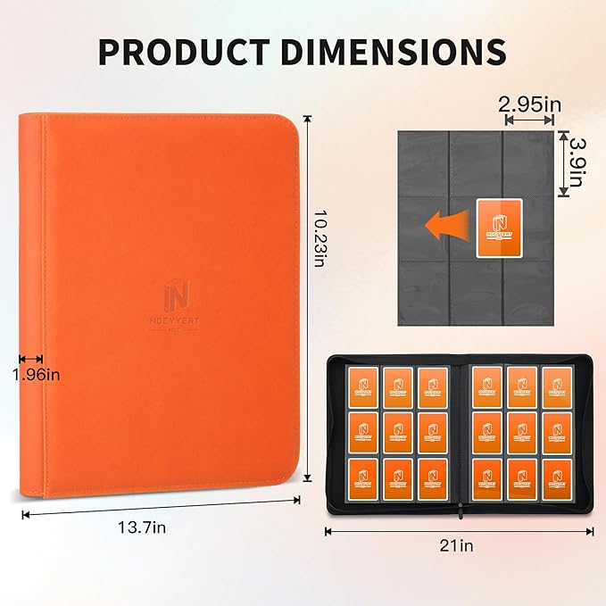 Trading Card Binder, Premium 9 Pocket 540 Double Sided Pocket Collection Binder, Card Album for TCG Card Holder for Game Card, Sports Card, Yugioh, MTG etc(Orange)