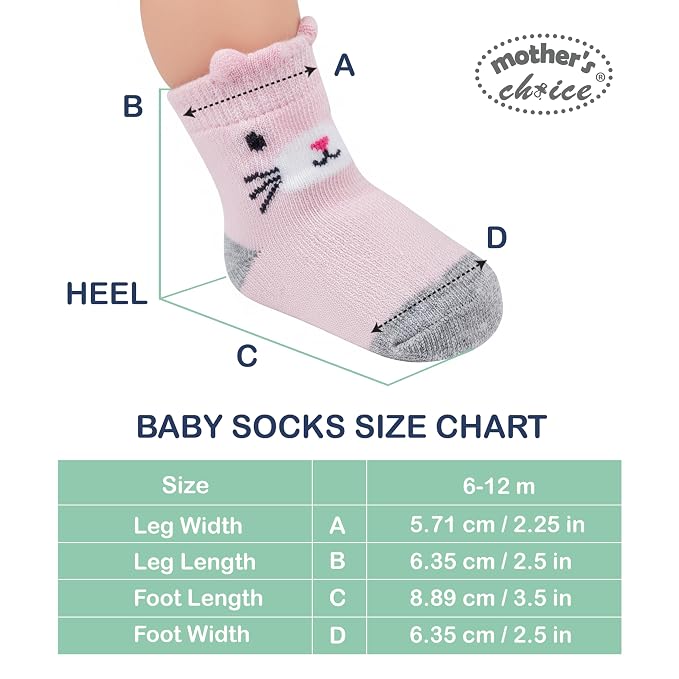 Mother's Choice Organic Cotton Baby Socks 6–12 Months, 12 Pairs Socks Boys Cotton Socks Soft Hypoallergenic Breathable Gentle On Baby Skin Comfortable Daily Wear Essentials For Newborns