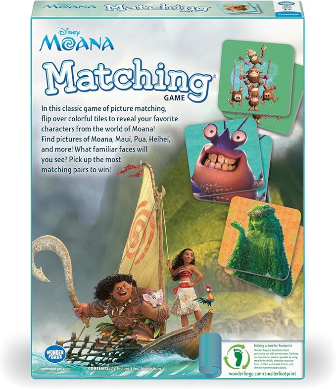 Wonder Forge Disney Moana Matching Game - Fun and Educational Memory Game for Boys and Girls Ages 3-5 - Featuring Moana and Maui - Toddler Learning Activity