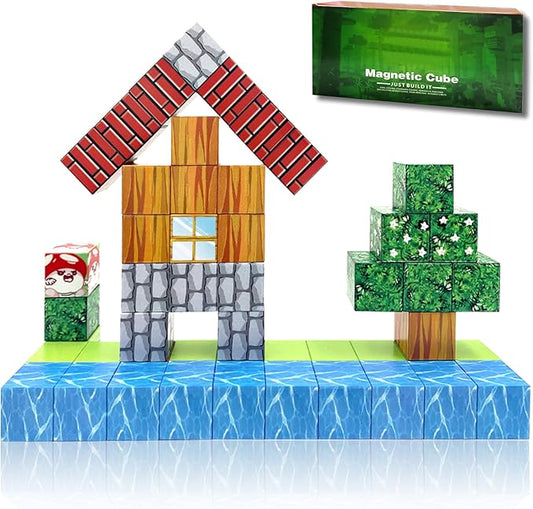 Magnetic Blocks Building Toy Set - Build Mine Magnet World, Magnetic Cubes for Boys & Girl Kids Toddler Toys for 3+ Years Old