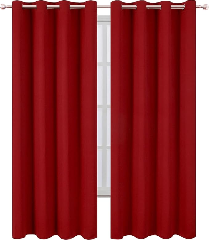 LEMOMO Red Thermal Blackout Curtains/52 x 108 Inch/Set of 2 Panels Room Darkening Curtains for Bedroom