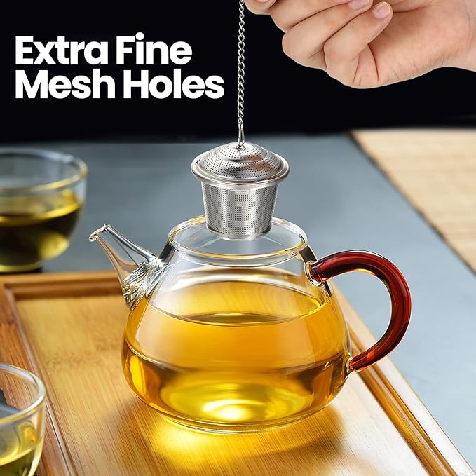 Zopeal 15 Pcs Tea Infuser Stainless Steel Strainer with Extended Chain Hook and Saucer Loose Leaf Steeper Fine Mesh Ball Tea Filter for Brew Spices Seasonings Fits Cup Mug Bottle (Medium)