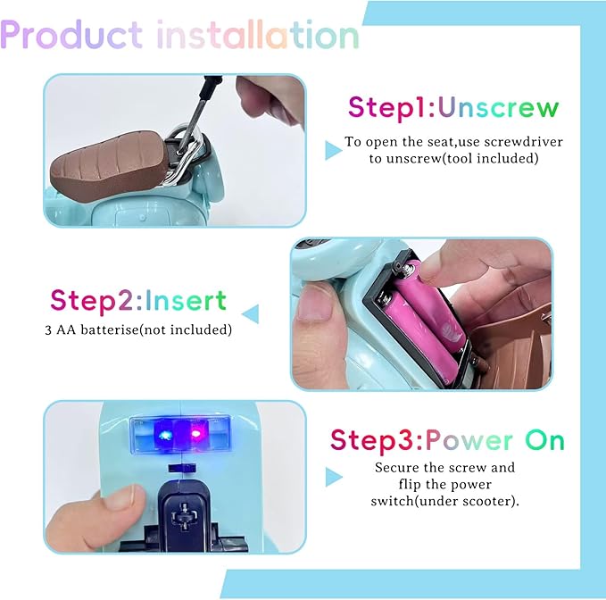Accessories for 17cm Doll - Scooter Toy for Dolls with LED Lights & Music, Cute Motorcycle Toy for 17cm Dolls, Decor Desktop Ornaments for Doll Collectors