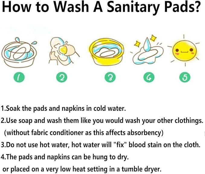 7pcs Set Reusable Women Menstrual Pads Including 1pc Mini Wet Bag +6pcs Reusable Washable Stay Dry Cloth Menstrual Pads/Maternity Mama Sanitary Wipes/Mama Panty Liners