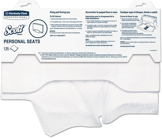Scott 07410CT Personal Seats Sanitary Toilet Seat Covers, 15-Inch x 18-Inch , 125/Pack, 3000/Carton