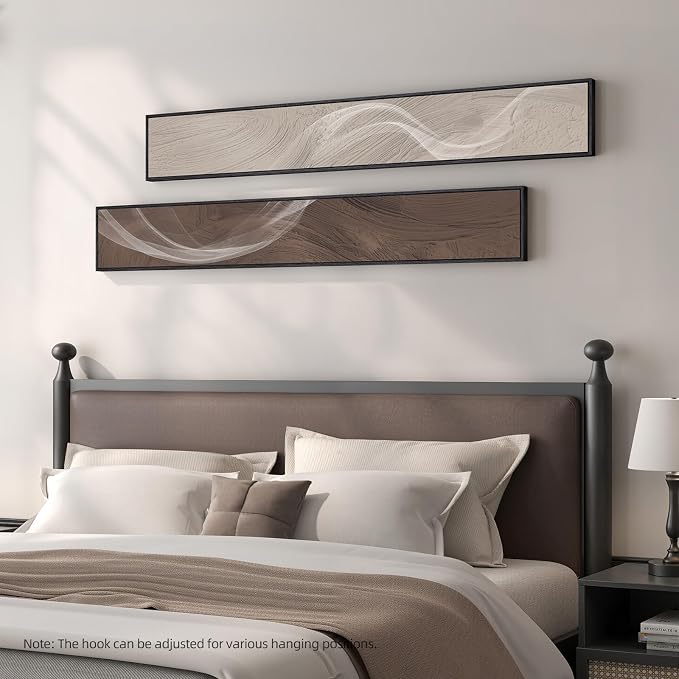 Large Framed Long Narrow Vertical Neutral Abstract Wall Art Set of 2, Beige Brown Modern Canvas Prints Paintings Artwork for Walls, Minimalist Pictures for Entryway Hallway Living Bedroom Wall Decor
