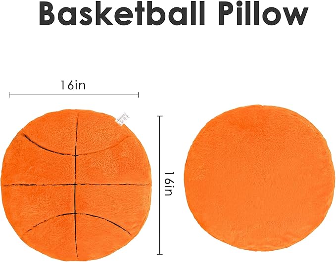 Wepop 18in Fluffy Basketball Plush Pillow, Soft Basketball Pillows, Sports Ball Plush Pillow Stuffed Toy Room Decoration and Gifts for Kids, Boys, Girls, Basketball Fans