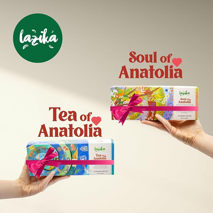 Lazika Tea Sampler with Premium Presentation Box, 10+10 Counts, Mothers Day Gift, 2 of Each Blend Individually Wrapped, Black Green and Herbal Tea Variety Gift Set, Collection with Pyramid Infuser Bag