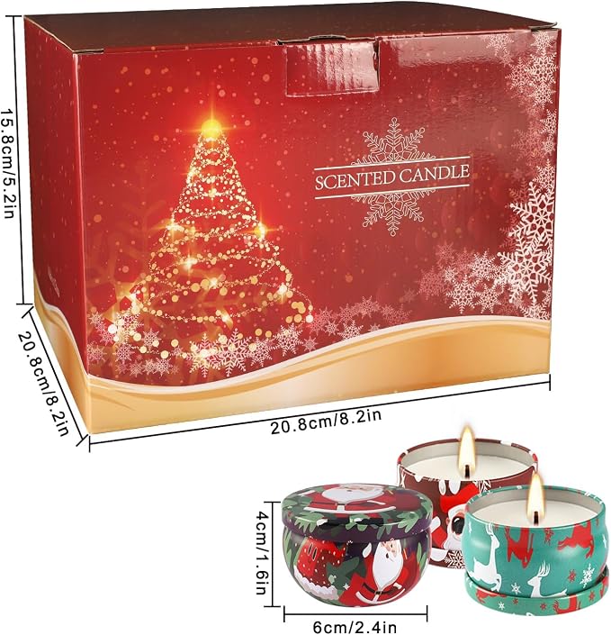 36Pack Christmas Scented Candles Sets,Long Burning,2.5oz Natural Soy Wax with Essential Oils Decorative Aromatherapy Candles for Christmas，Thanksgiving Gift, Home Scented