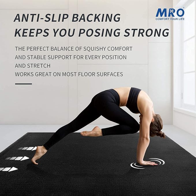 MRO Extra Large Yoga Mat, 12'x6'/9'x6'/7'x5'/6'x4' (9MM) Extra Wide and Thick Exercise Mats for Home Gym Workout, Non-Slip, Soft for Women and Men Fitness, Ideal for Barefoot Yoga, Pilates, stretching