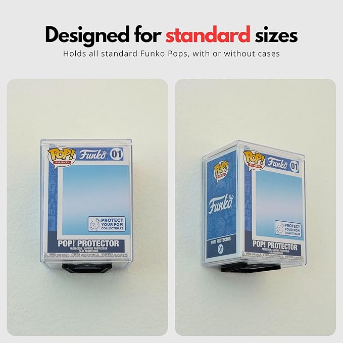 Modern JP Adhesive Display Shelf for Funko Pop Boxes (32-Pack) – Clean Mount for Funko Pop Display – Easy Adhesive Install – Box-Safe, No-Drill Setup – Black