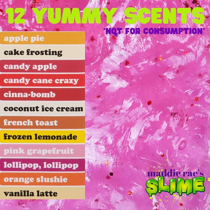 Maddie Rae's Slime Yummy Scented Oils (12 Pack) - X Large 10ml (.34 oz) Natural Food Fragrance Bottles for Diffusers, Aromatherapy, Essential Oil, DIY Candle & Soap Making, Crafts, Supplies, Gift