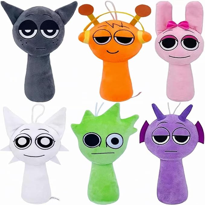 XYG® Sprunky Plush, Sprunky Game Plush Toys, 6PCS Plush Toys, Horror Games Plushies Toy for Fans, Soft Stuffed Animal Pillow Figure Doll Birthday Kids Adult (6 PCs 9" Plush Sprunky)