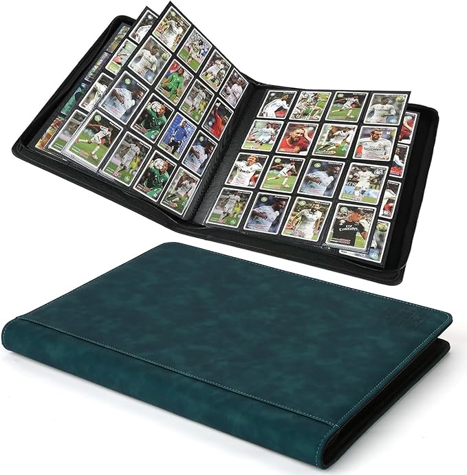 Arkeiliy Premium Ringless Trading Card Binder - 1024 Capacity, 16 Side-Loading Pockets per Page, Archival Quality Protection & Anti-Slip Spine for TCG, MTG, Sports Cards (Viridian)