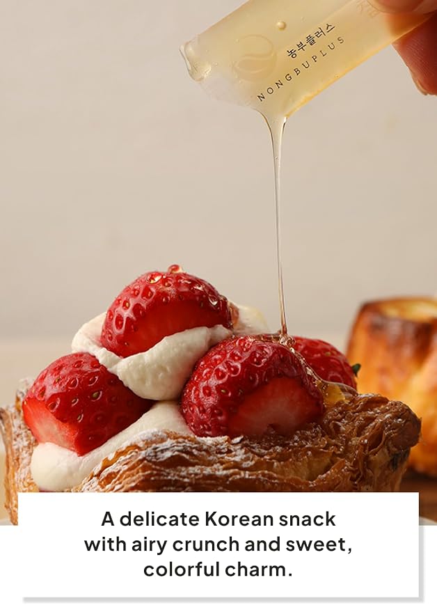 Korean Food Nongbu Plus Acacia Honey Sticks, Single-Serve 10g x 10 Pack | Pure Korean acacia honey in convenient single-serve sticks with mild floral sweetness for snacks, tea, or travel.