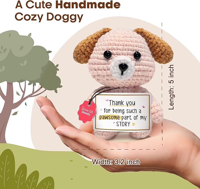 Gossby Positive Dog Crochet - Inspirational Gift for Women, Men - Thank You for Being A Pawsome Part - Christmas, Birthday, Appreciation Thank You, Dog Lover Gift Coworker, Sister, Friend, Teacher