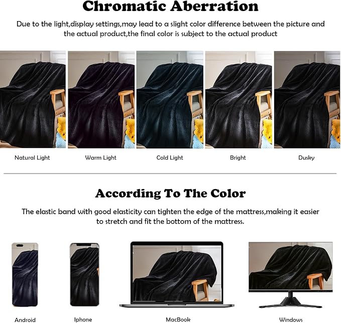 NEWCOSPLAY Fleece Leaves Pattern King Blanket, Black, 90"x110" | Super Soft Throw Blanket, Lightweight Cozy Bed Sofa Blanket, Premium Silky Flannel Fleece, Travel Blanket for All Season Use