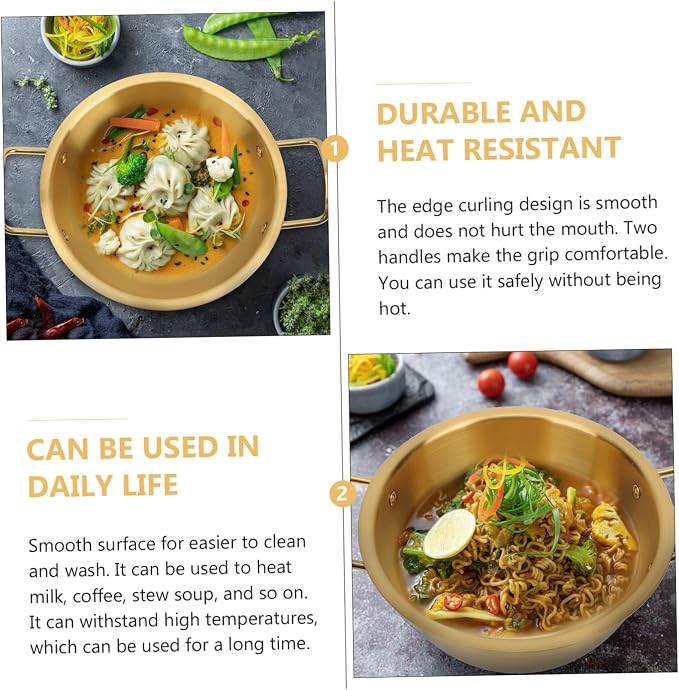Ciieeo 1 Set Stainless Steel Instant Noodle Pot Seafood Noodle Pot Non Stick Cookware Korean Ramen Stainless Cookware Boiling Small for 1 Person Breast Milk Binaural