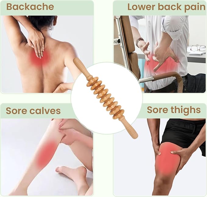 3Pcs Wooden Massage Tools, Massage Roller, Foot Roller for Plantar Fasciitis Relief, Roller for Muscles Deep Tissue Massage, Lymphatic Drainage Massager