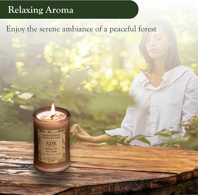 Adirondack Fragrance & Flavor Farm Balsam & Fir Scented Candle 4.5 Oz | Proudly Poured in The USA, Natural Aromatherapy Wax for Relaxation, Home Décor, Kitchen, Gift and Living Spaces