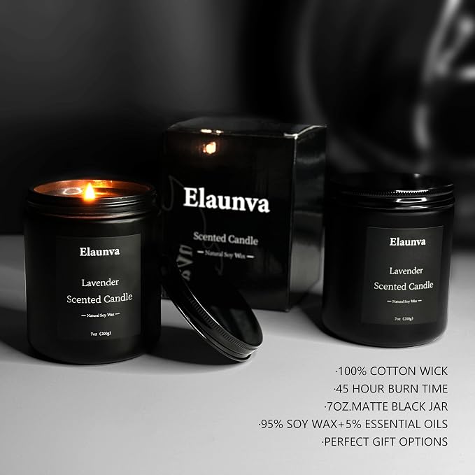 Lavender Scented Candle,7oz(200g),Natural Soy Wax,Aromatherapy Candles,Home Decorations,Romantic Present,Stress Relief and Relax Gift for Men and Women Christmas Gifts