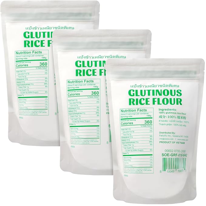 Soeos Glutinous Rice Flour 48 Ounce (Basic), Rice Flour for Baking or Cooking, All Natural White Rice Flour, Vegan, Gluten-Free