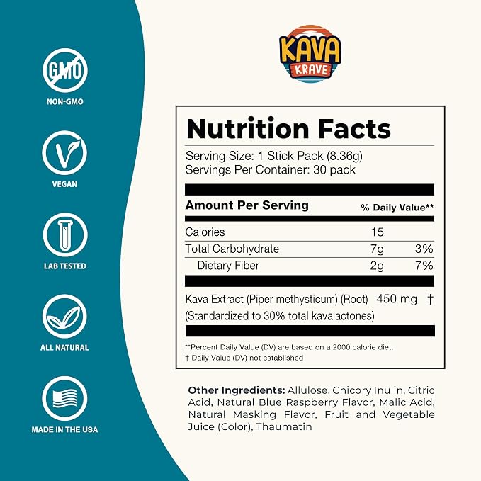 Kava Drink Mix – 30 Pack Kava Kava Extract Powder Packets – Alcohol Replacement Drink with a Buzz – Natural Energy Booster, Mood Support & Stress Relief – Non-Alcoholic Social Beverage