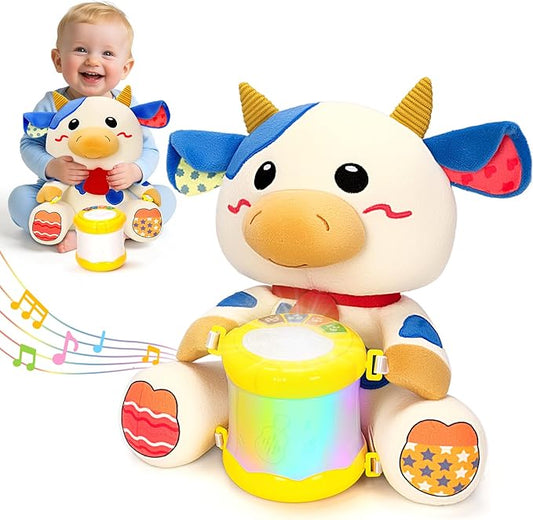 Baby Toys 6-12 Months, Cow Musical Plush with Lights, ABCs, Animal Sounds, Numbers, Infant Early Learning Toy,Christmas Birthday Gifts for 6+ Month Boys &Girls