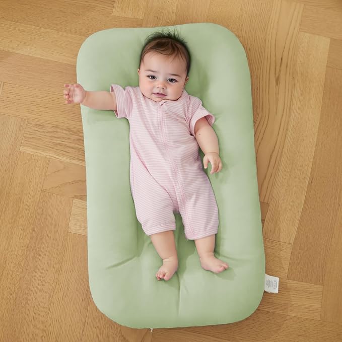 Baby Lounger for Infants Babies 0-12 Months, Bionic Organic Lounger, Soft Cotton Breathable Infant Floor Seats & Loungers for Newborn Baby Shower Gifts (Light Green)