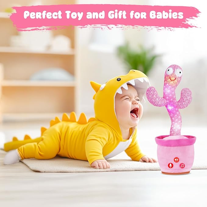 Dancing Talking Cactus Toy for Baby Toddlers, Baby Girl Toys, Volume Adjustable, Mimicking, Recording, Singing English Songs, Perfect Baby Toys & Gifts for Girls