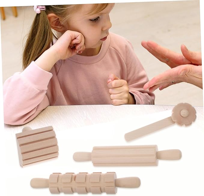 Garneck 12Pcs Wooden Clay Tools Set for Kids: Dough Rolling Modeling Accessories Pottery Sculpting Kit Modeling Accessories for Early Education Art Craft Activity Home School