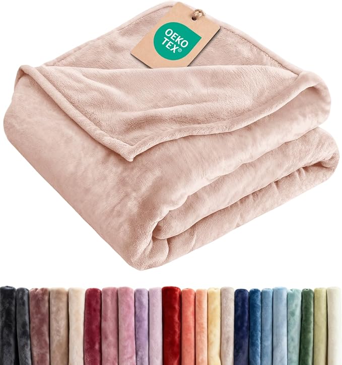 Fleece Blanket Kids Size - Ultra-Soft Flannel Fleece Blanket - Rosewater | Soft, Warm, Outdoor Picnic Blanket for Camping, Travel, Lightweight, Cozy, Anti-Static, Home Decor Gifts for Men & Women