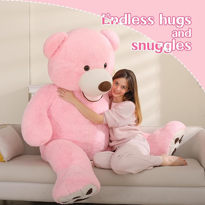 MaoGoLan Giant Pink Teddy - 6ft Stuffed Animal, Smiling Face, Large Plush - Life Size Gift for Valentines Day, Anniversary, Birthday