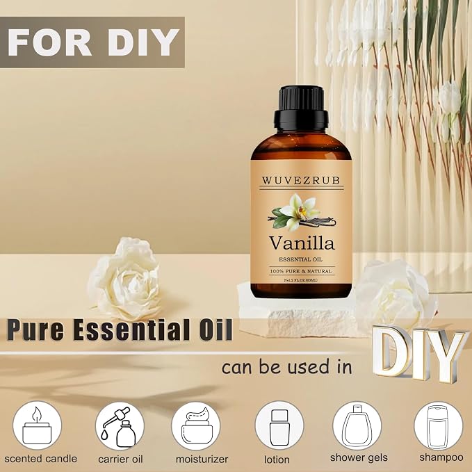 Vanilla Essential Oils, 60ML Pure and Natural Essential Oil for Aromatherapy Diffuser - Vanilla /2 Fl Oz