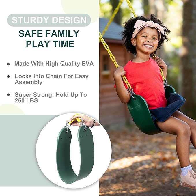 Take Me Away 2-Pack Heavy Duty Swing Seat with 66" Anti-Rust Chains & Quick-Connect Snap Hooks, 500lb Capacity Replacement Swing Set for Outdoor Playgrounds & Backyards