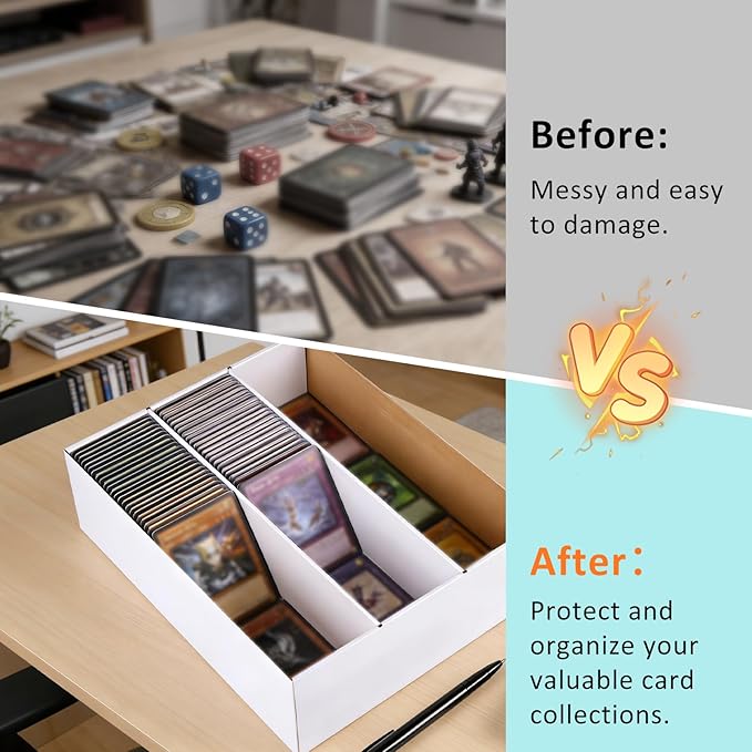 Card Storage Box,3 Rows about 2400 Count Collector Cards Box with Divider,Trading Card Storage Box for TCG/Mtg/Sports Card Storage and Collection,12.9"×10.4"×4.3"(1-Pack)