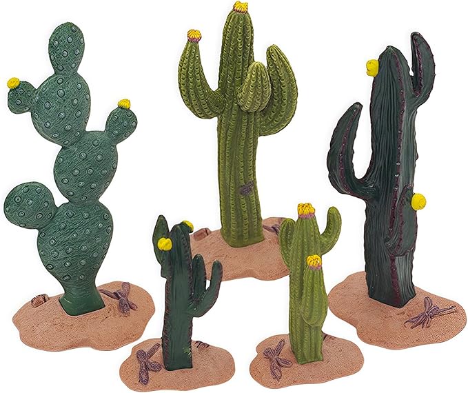 Gemini&Genius Cactus Plant Action Figure Toys for Kids Green Plant Cacti Great for Sand Table Landscape Scene Accessories Decoration-5Pcs