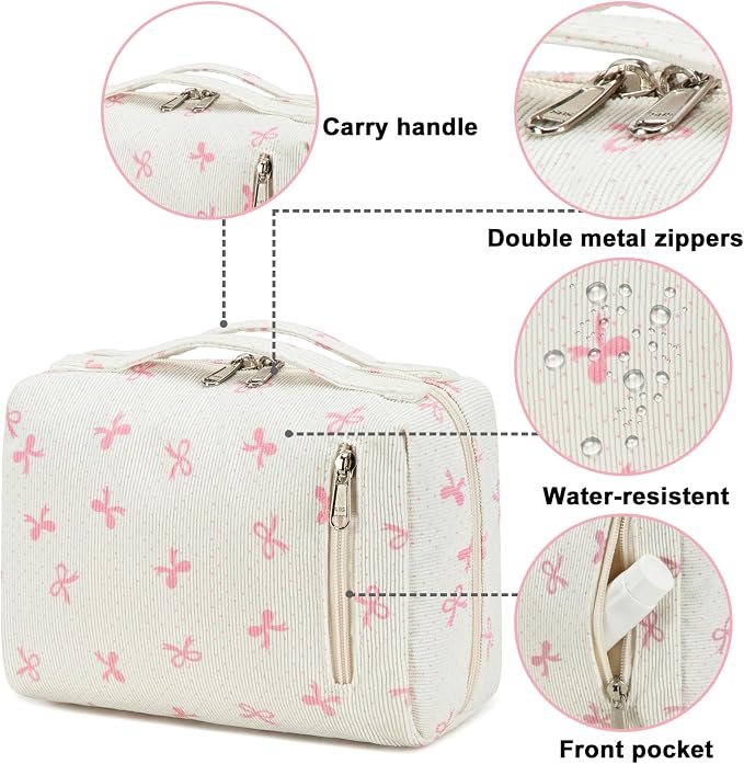 Bluboon Makeup Bag Zipper Pouch Travel Portable Cosmetic Bag Organizer for Women and Girls