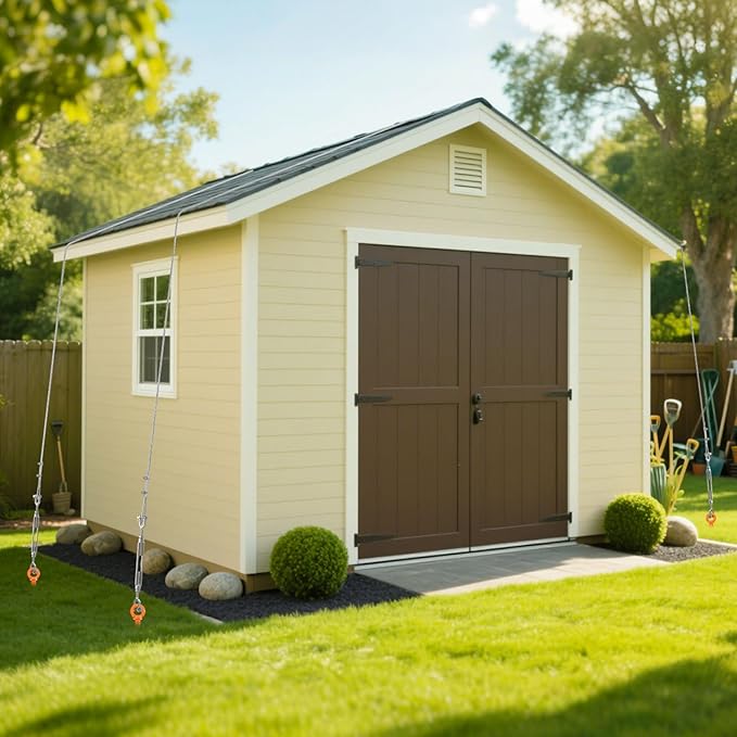 30" Ground Anchors Shed Anchors Kit with 3/16" 75FT Galvanized Cable & M6 304 Stainless Steel Turnbuckles, Heavy Duty Earth Anchors for Sheds Trees Trampoline Greenhouse Swing Set Tent, 6Pack Orange