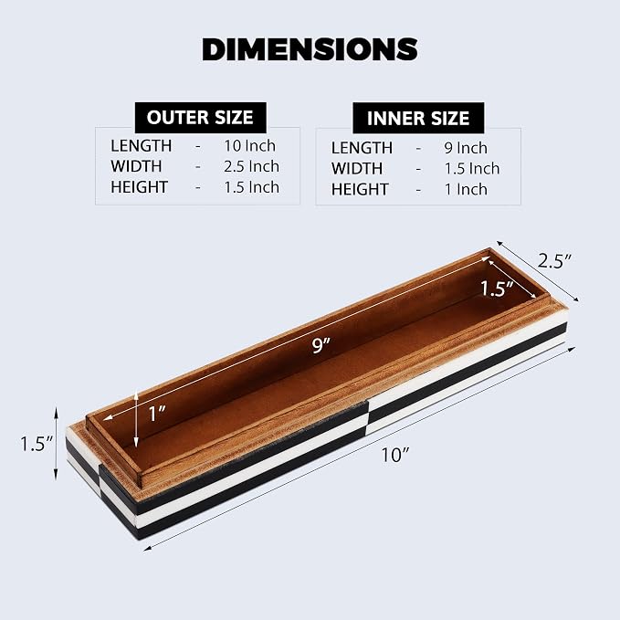 Handicrafts Home Decorative Remote Holder Box 10x2.5 – Slim Organizer Box with Lid for TV Remotes, Coffee Table Décor, Modern Shelf Box, Boho Home Décor Accent, Black and White Decorative Storage Box