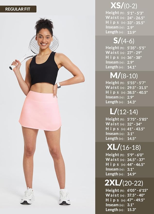 baleaf Tennis Skirt Pleated Golf Skorts with 3 Pockets | 14", Built in Shorts, High Waisted, Anti-slip Strip, Lightweight, for Athletic, Workout, Pickleball, Skorts for Women