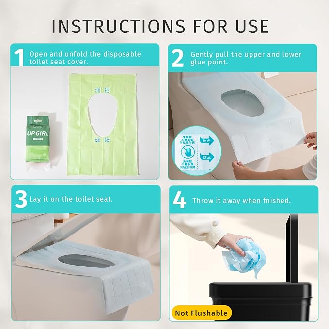 Toilet Seat Covers Disposable,Faster use-Sticker Free XL Waterproof Toilet Seat Cover for Adults and Kids Potty Training(Colorful)
