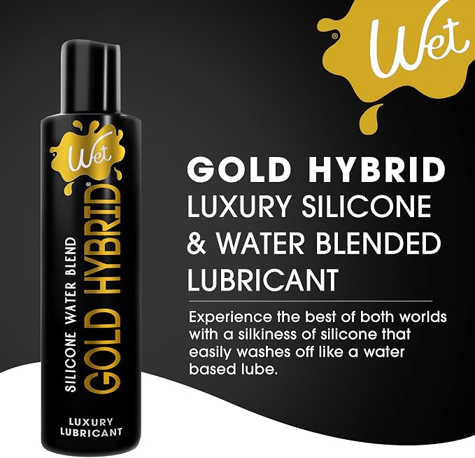 Wet Gold Hybrid Silicone and Water-Based Lubricant | Long-Lasting Performance, Premium Formula | Made Without Glycerin and Parabens | Lube for Men, Women & Couples, 3 fl oz