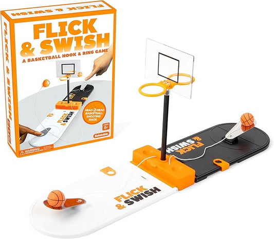Flick & Swish Basketball Hook & Ring Game by Relatable, Fun 2 Player Games for Ages 8+, This Mini Basketball Game Includes 1 Court Board and Instructions