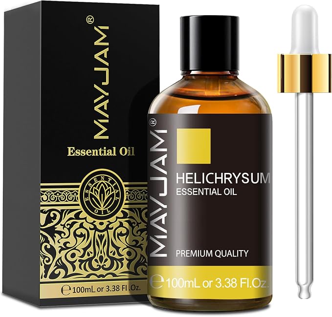 Helichrysum Essential Oil, MAYJAM Pure Essential Oils for Diffusers, 3.38FL.OZ/100ML Large Volume Helichrysum Oil with Premium Glass Dropper