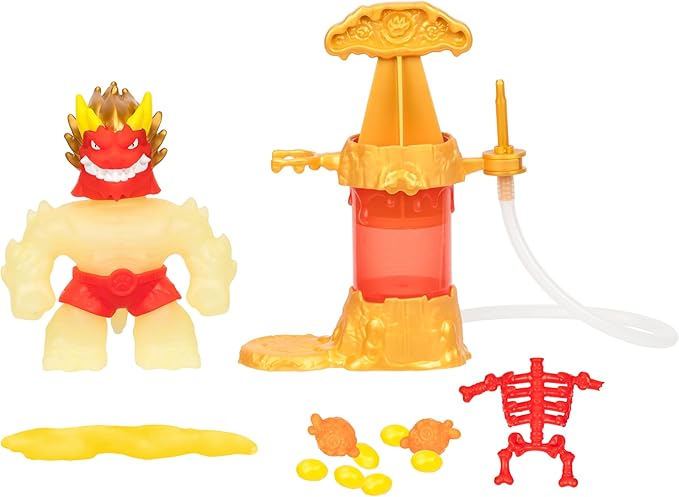 Heroes of Goo Jit Zu Hero Creator with 3 Unique Goo Fillings, Mix, Fill & Create Your Own Stretchy Glow-in-The-Dark Blazagon Action Figure, Play Again and Again
