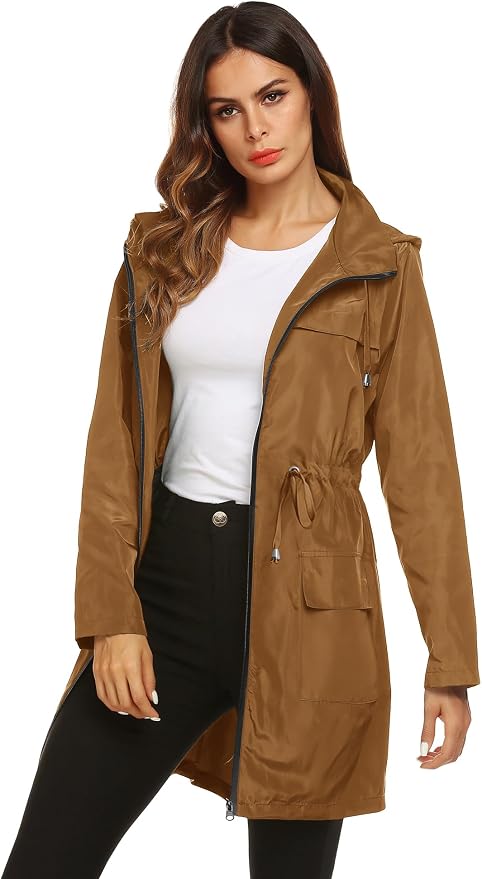 Lomon Women Waterproof Lightweight Rain Jacket Active Outdoor Hooded Raincoat